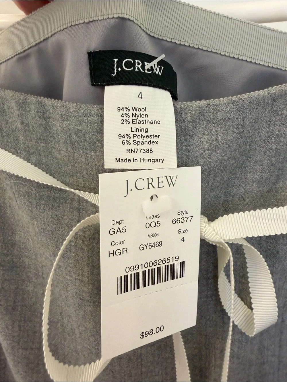 J. Crew Gray A-Line Skirt with Cream Tie